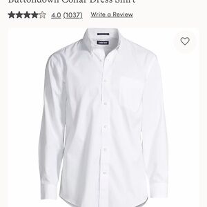Lands' End Men's Crisp White Button-Down Shirt